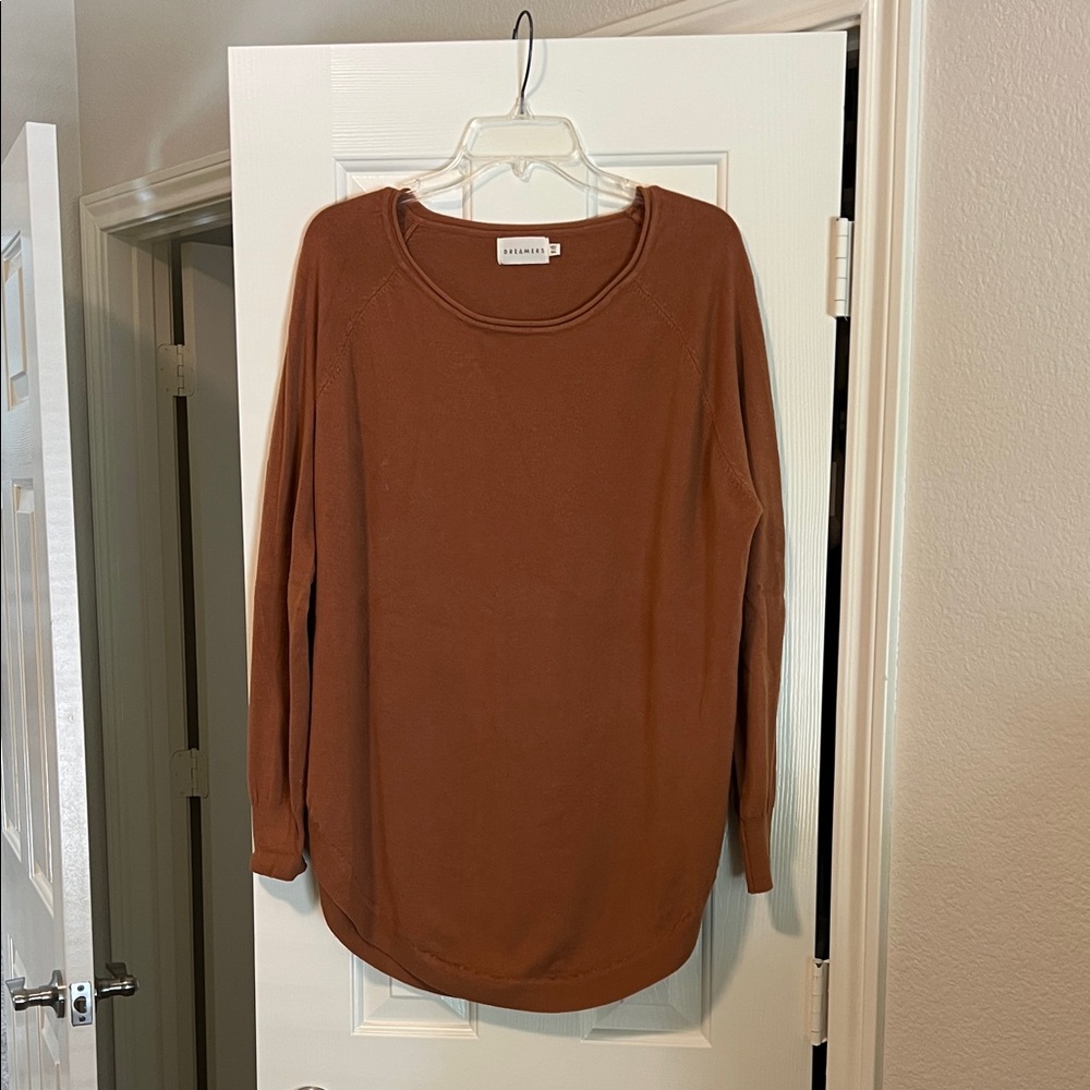 Dreamers Pumpkin Color Tunic Sweater Top
